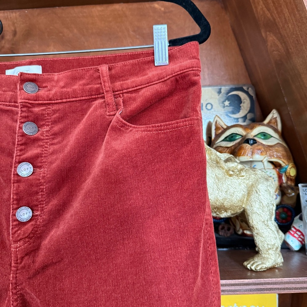 LOFT - High Rise Skinny Rust Corduroy Pants - Women’s 12
